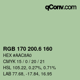 カラーコード: RGB 170 200.6 160 | qconv.com
