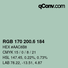 カラーコード: RGB 170 200.6 184 | qconv.com