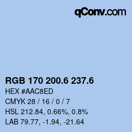 カラーコード: RGB 170 200.6 237.6 | qconv.com