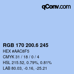 カラーコード: RGB 170 200.6 245 | qconv.com