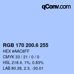カラーコード: RGB 170 200.6 255 | qconv.com