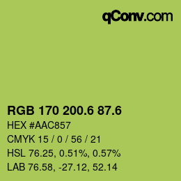 カラーコード: RGB 170 200.6 87.6 | qconv.com