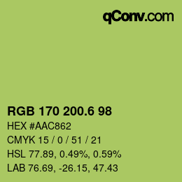 カラーコード: RGB 170 200.6 98 | qconv.com