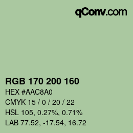 颜色代码: RGB 170 200 160 | qconv.com