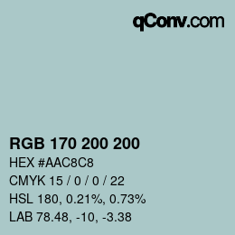 Código de color: RGB 170 200 200 | qconv.com
