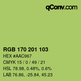 Color code: RGB 170 201 103 | qconv.com