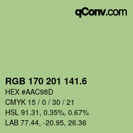 カラーコード: RGB 170 201 141.6 | qconv.com