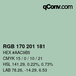 Color code: RGB 170 201 181 | qconv.com