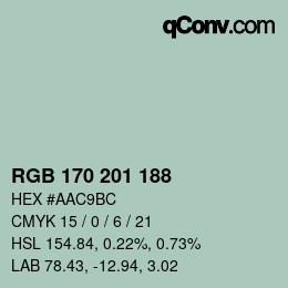 Color code: RGB 170 201 188 | qconv.com