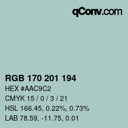 Color code: RGB 170 201 194 | qconv.com