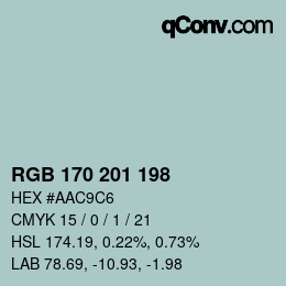 Color code: RGB 170 201 198 | qconv.com