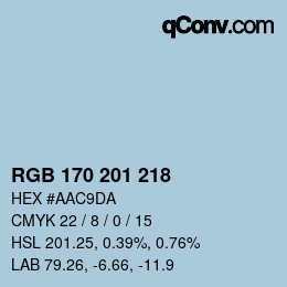 颜色代码: RGB 170 201 218 | qconv.com