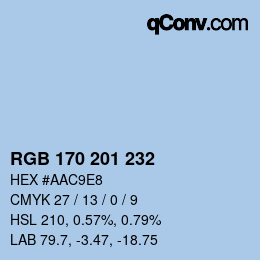 Color code: RGB 170 201 232 | qconv.com
