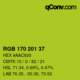 Color code: RGB 170 201 37 | qconv.com