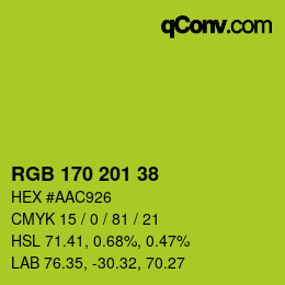 Color code: RGB 170 201 38 | qconv.com