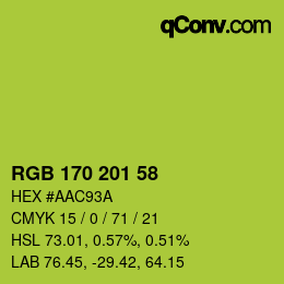 Color code: RGB 170 201 58 | qconv.com