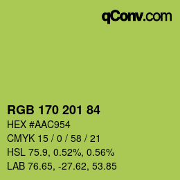 Color code: RGB 170 201 84 | qconv.com