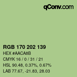 カラーコード: RGB 170 202 139 | qconv.com