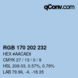 カラーコード: RGB 170 202 232 | qconv.com