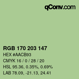 Color code: RGB 170 203 147 | qconv.com
