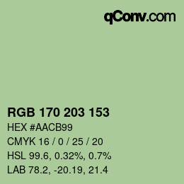 Color code: RGB 170 203 153 | qconv.com