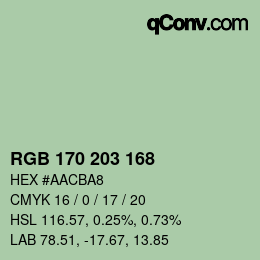 Color code: RGB 170 203 168 | qconv.com