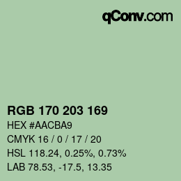 Color code: RGB 170 203 169 | qconv.com