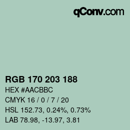 Color code: RGB 170 203 188 | qconv.com