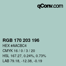 Código de color: RGB 170 203 196 | qconv.com