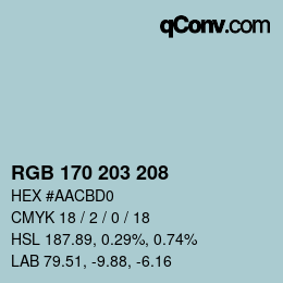 Farbcode: RGB 170 203 208 | qconv.com