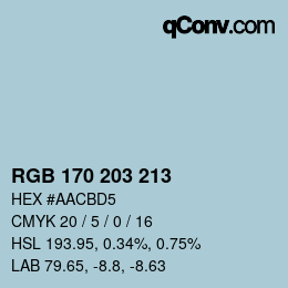 Código de color: RGB 170 203 213 | qconv.com
