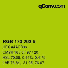 Color code: RGB 170 203 6 | qconv.com