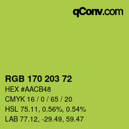 カラーコード: RGB 170 203 72 | qconv.com