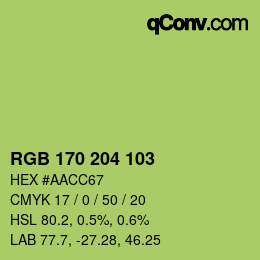 Color code: RGB 170 204 103 | qconv.com