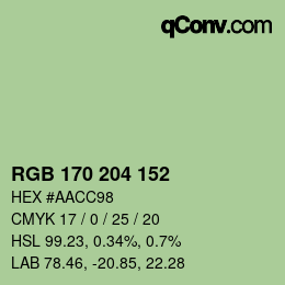 Color code: RGB 170 204 152 | qconv.com