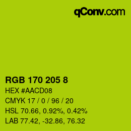 Color code: RGB 170 205 8 | qconv.com