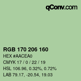 Color code: RGB 170 206 160 | qconv.com