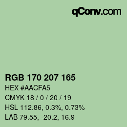 Código de color: RGB 170 207 165 | qconv.com