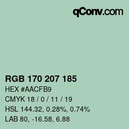 颜色代码: RGB 170 207 185 | qconv.com