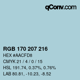 Color code: RGB 170 207 216 | qconv.com