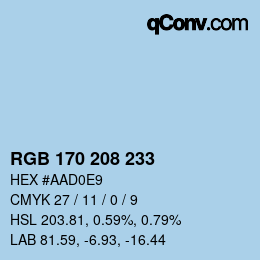 Color code: RGB 170 208 233 | qconv.com