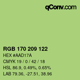 Color code: RGB 170 209 122 | qconv.com