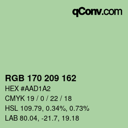 カラーコード: RGB 170 209 162 | qconv.com