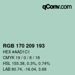 Color code: RGB 170 209 193 | qconv.com