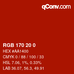 Color code: RGB 170 20 0 | qconv.com