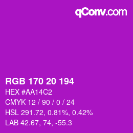 Color code: RGB 170 20 194 | qconv.com
