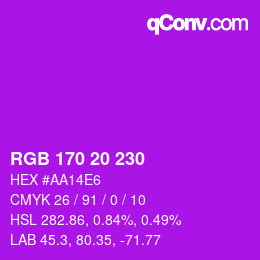 Farbcode: RGB 170 20 230 | qconv.com