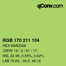 Color code: RGB 170 211 104 | qconv.com