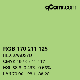 カラーコード: RGB 170 211 125 | qconv.com