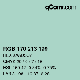 Color code: RGB 170 213 199 | qconv.com
